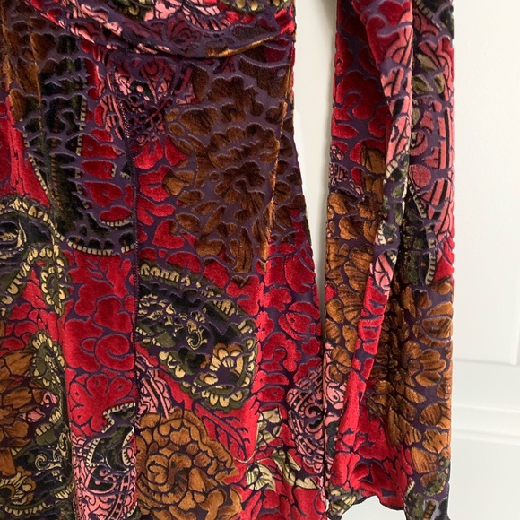 CAROLE LITTLE boho velour paisley multi beaded tunic top S - Picture 6 of 9